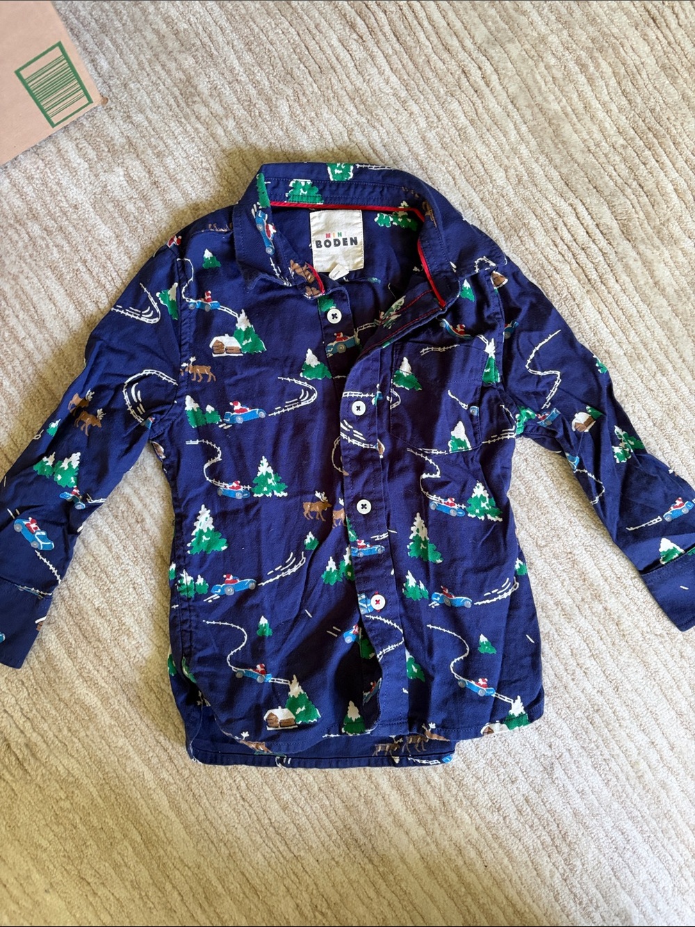 Mini Boden Santa Button Down size 3-4